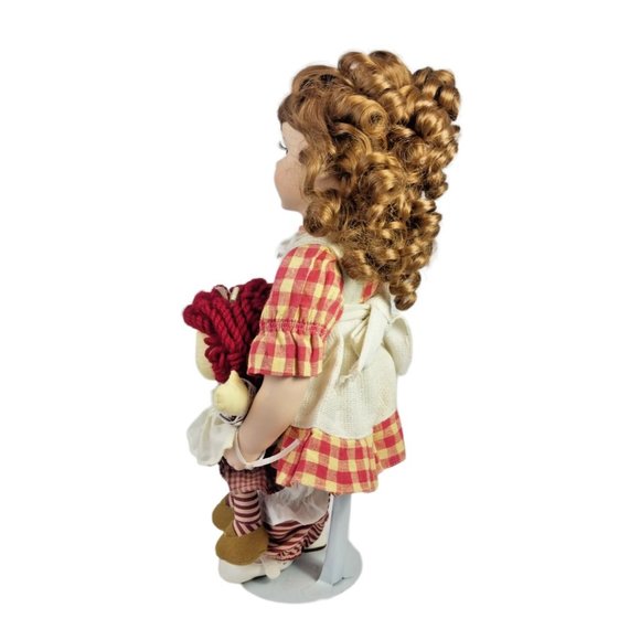 TL Toys Raggedy Ann Porcelain Doll with Stuffed Doll 16 inch Bisque Porcelain - Picture 5 of 9